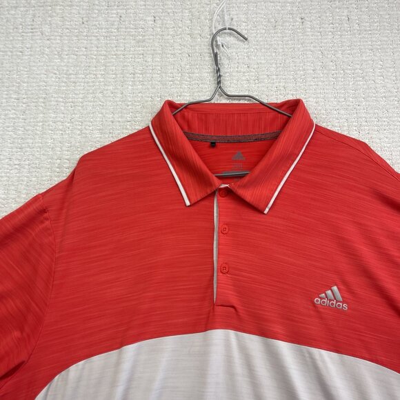 Adidas Golf Polo Shirt Color Blok Mens XXL Orange / White Performance Read* - Picture 2 of 16